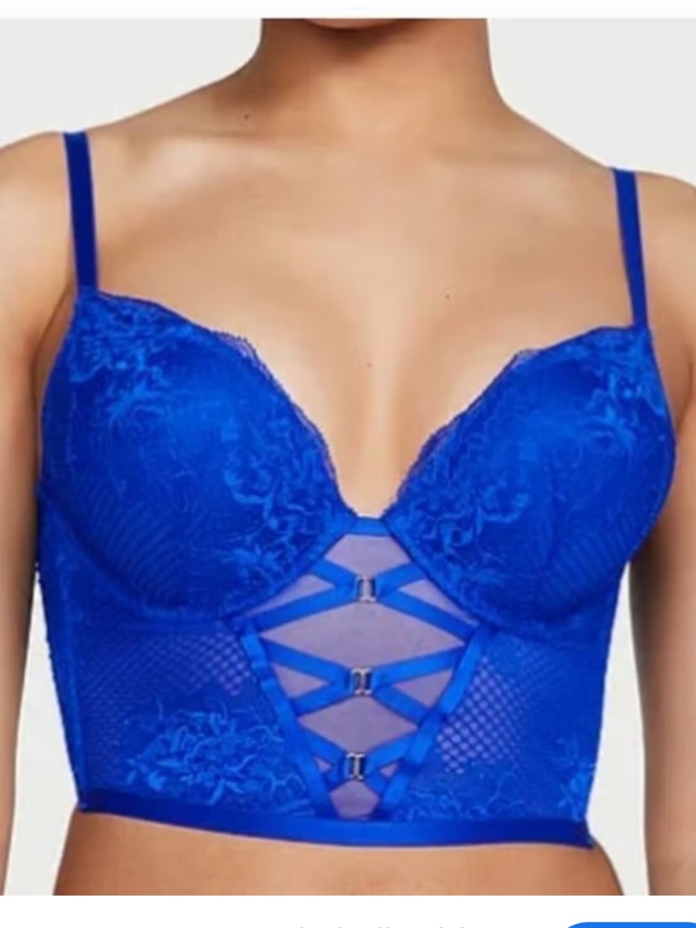 Victoria's Secret Royal Blue Bombshell Lace Push-Up Corset Top Bra
